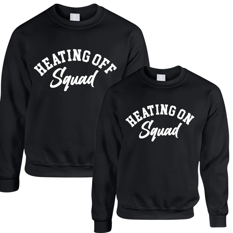 Heating Squad Matching Black Sweatshirts Hoodie with Pastel Soft Subtle