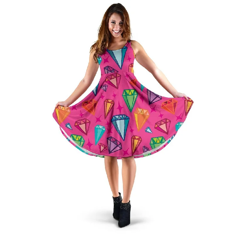 Diamond Colorful Pattern Print Dress Tunics Hiking breathable
