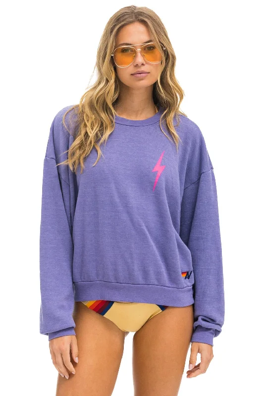 BOLT 2 RELAXED CREW SWEATSHIRT - LAVENDER // NEON PINK Hoodie with Magnetic Closure Innovative Modern