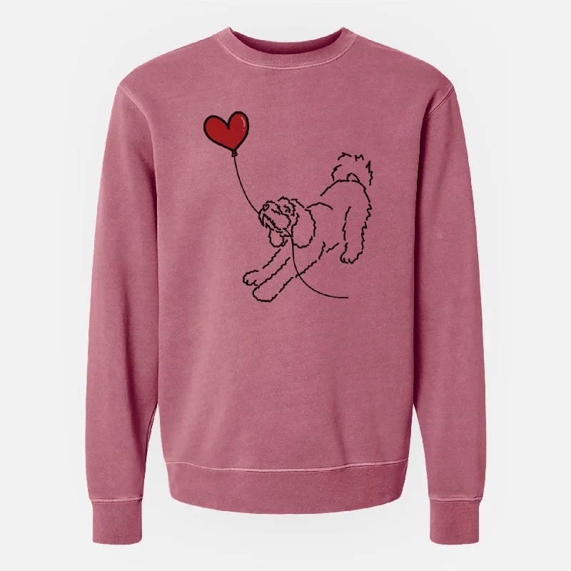 Cockapoo Heart String - Unisex Pigment Dyed Crew Sweatshirt Hooded Sweatshirt Casual Wear Street Style