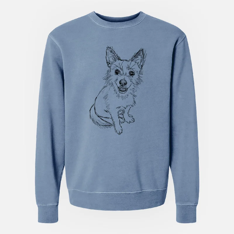 Doodled Boo the Mixed Breed - Unisex Pigment Dyed Crew Sweatshirt Hoodie with Patch Decorative Personalized