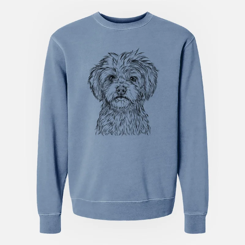 Bare Sammy the Shorkie - Unisex Pigment Dyed Crew Sweatshirt Hoodie with Toggle Buttons Decorative Unique