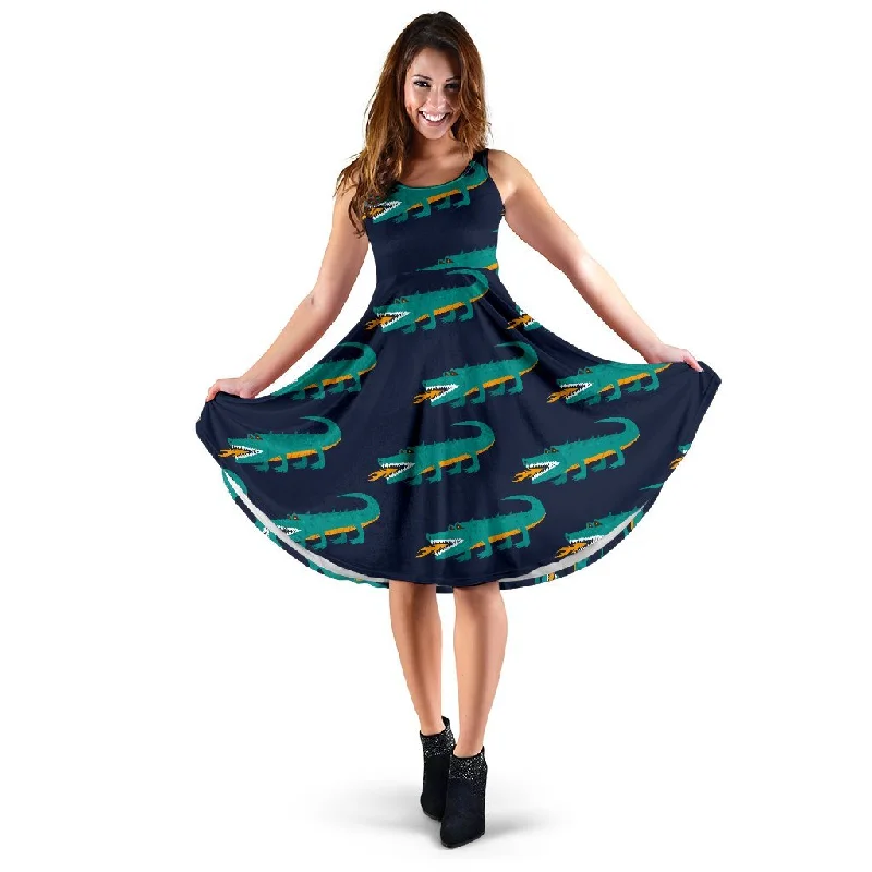 Crocodile Pattern Print Dress Tunics Modern contemporary