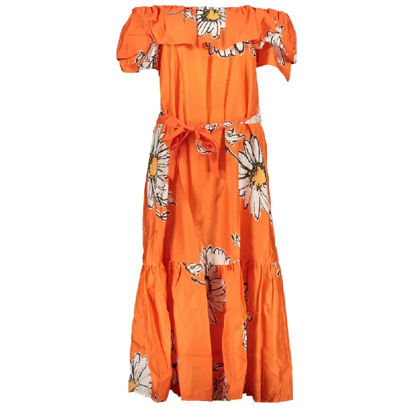 Desigual Orange Cotton Dress Tunics Long Elegant