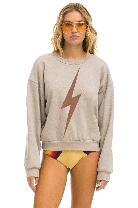 BOLT RELAXED CREW SWEATSHIRT - SAND // MOCHA Hoodie with Half-Zip Sporty Casual