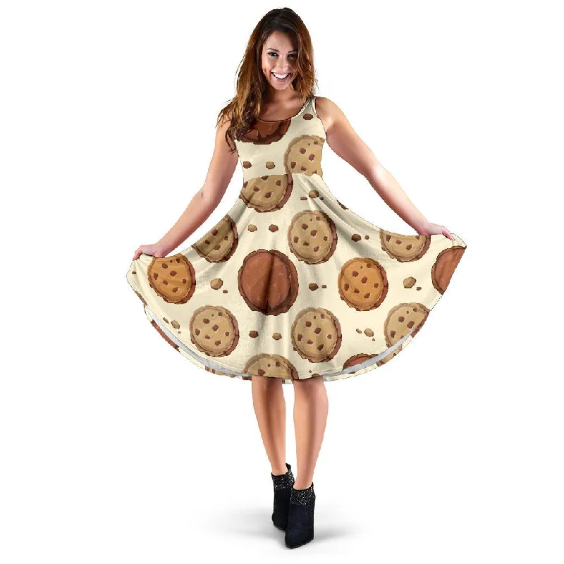 Biscuit Cookie Pattern Print Dress Tunics Chic elegant