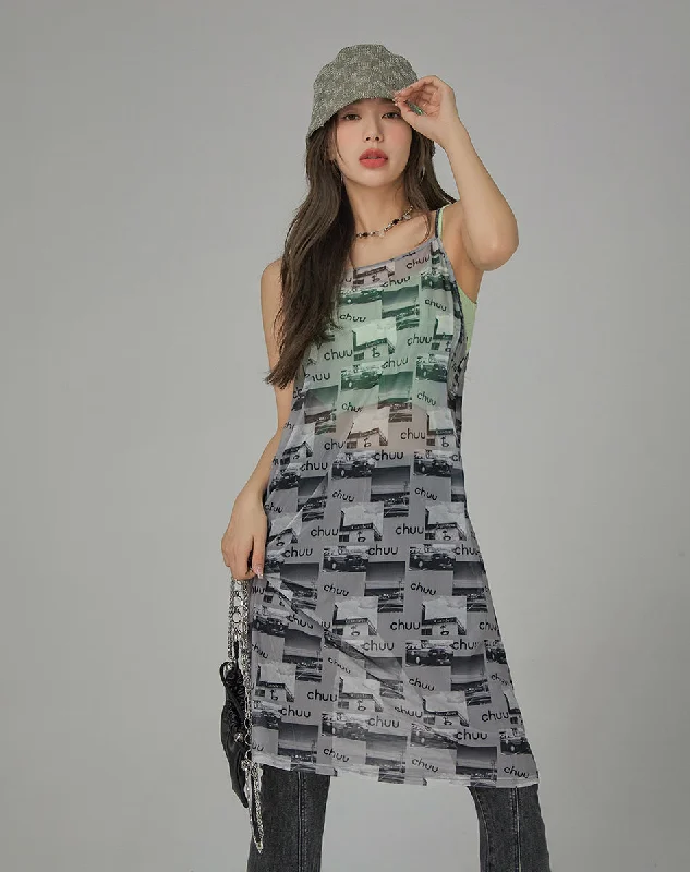 Vintage Photos See-Through Cami Dress Tunics Favorite customer