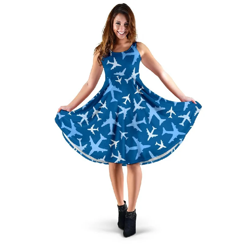 Airplane Pattern Print Dress Tunics Top rated