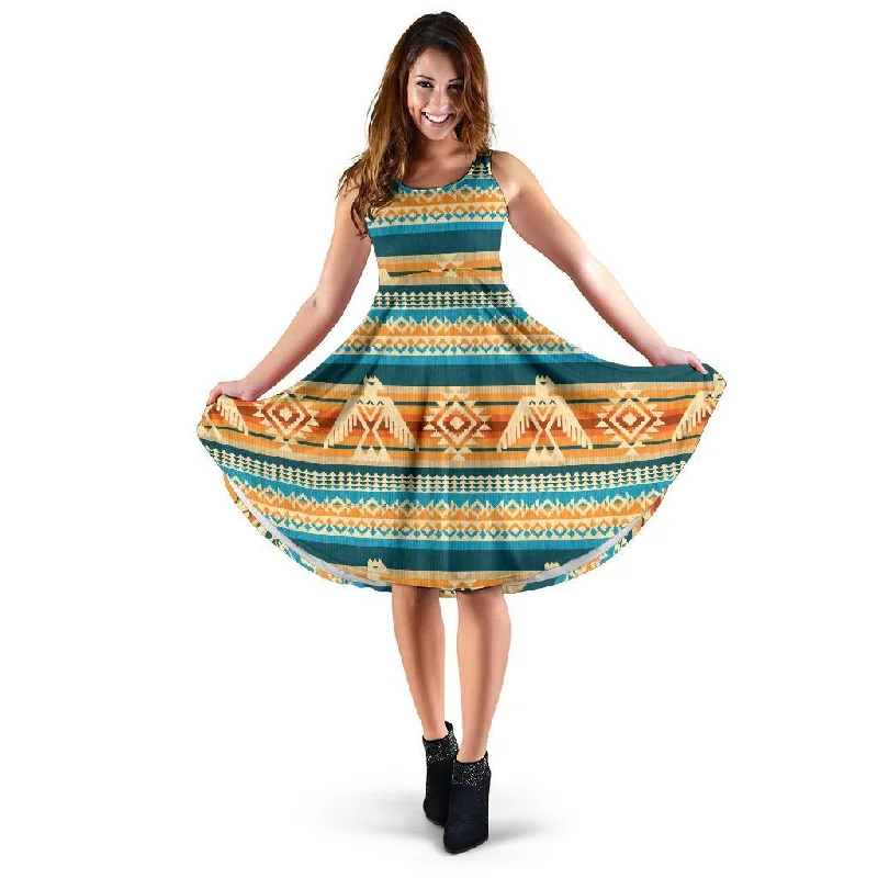 Aztec Eagle Print Pattern Dress Tunics Plaid country