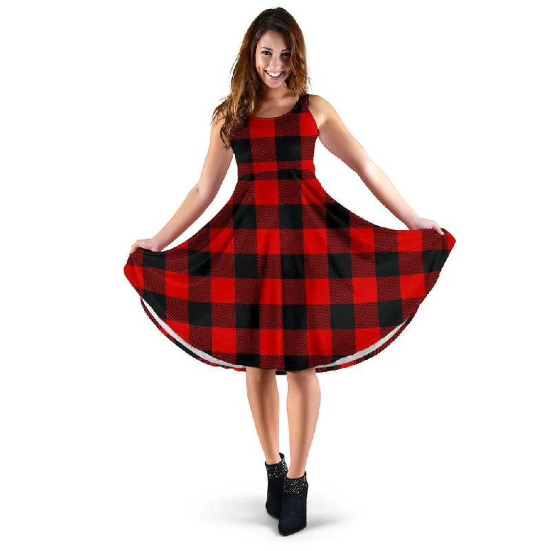 Lumberjack Red Pattern Print Dress Tunics Luxurious premium