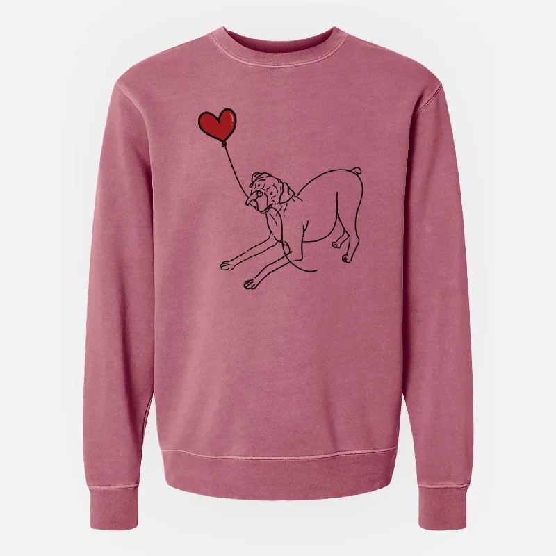 Boxer Heart String - Unisex Pigment Dyed Crew Sweatshirt Hoodie with Ribbed Cuffs Snug Fit Comfort