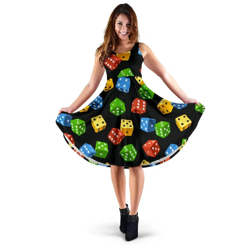 Dice Colorful Pattern Print Dress Tunics Velvet soft
