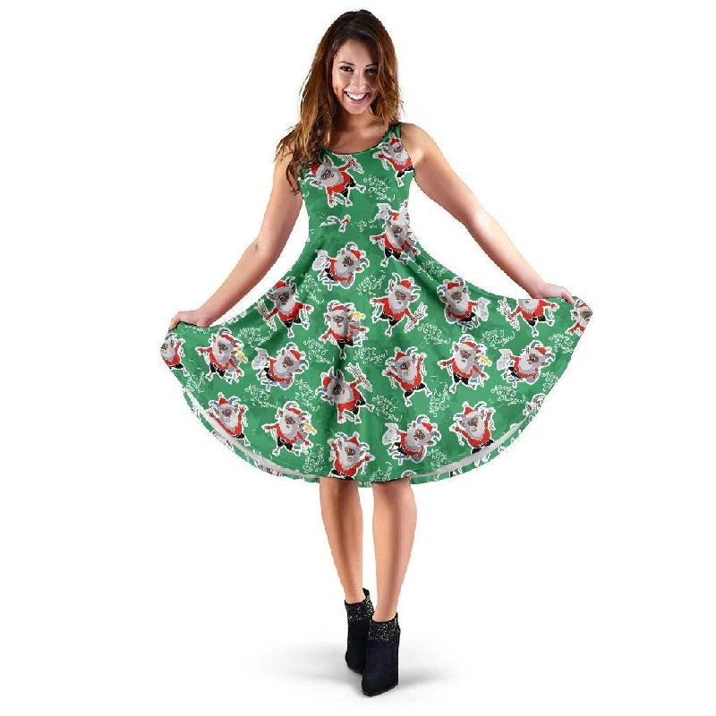 Krampus Print Pattern Dress A-Line Day Work