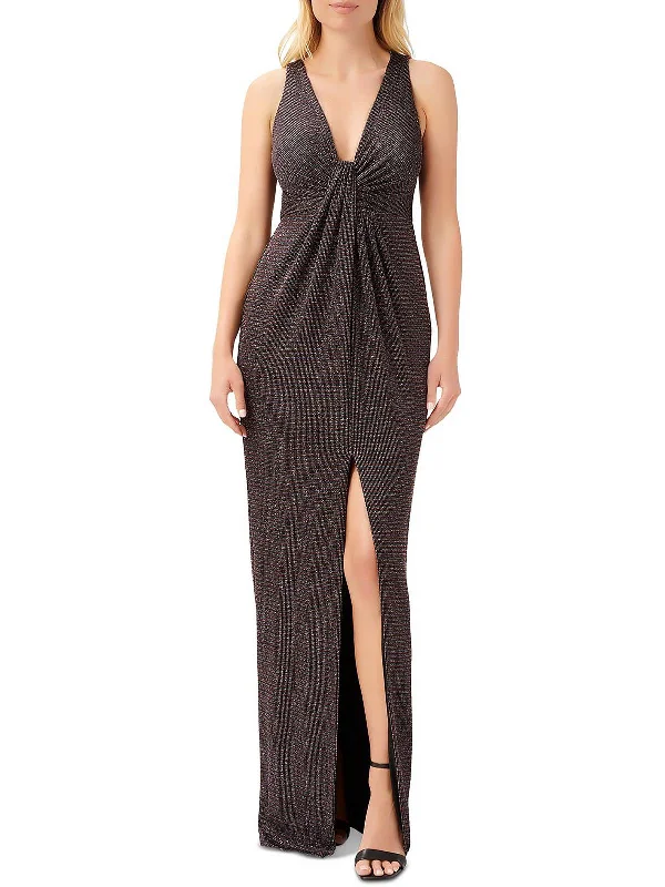 Womens Metallic Maxi Evening Dress Tunics Fashionable chic