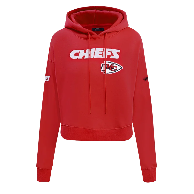 NFL KANSAS CITY CHIEFS GAME DAY CLASSICS WOMEN'S DK CROPPED PO HOODIE (RED) Hoodie with Zipper Placket Modern Functional