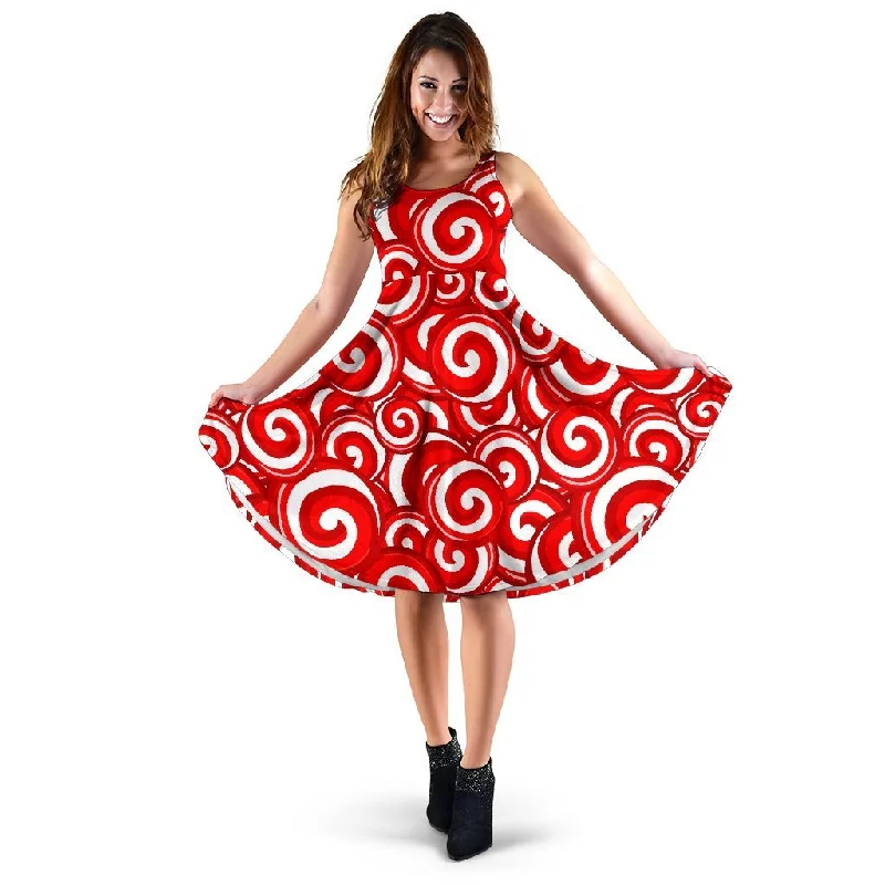 Candy Cane Pattern Print Dress Tunics Spring floral