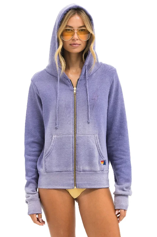 BOLT STITCH 2 ZIP HOODIE - FADED GRAPE Hoodie with Puffed Sleeves Voluminous Trendy