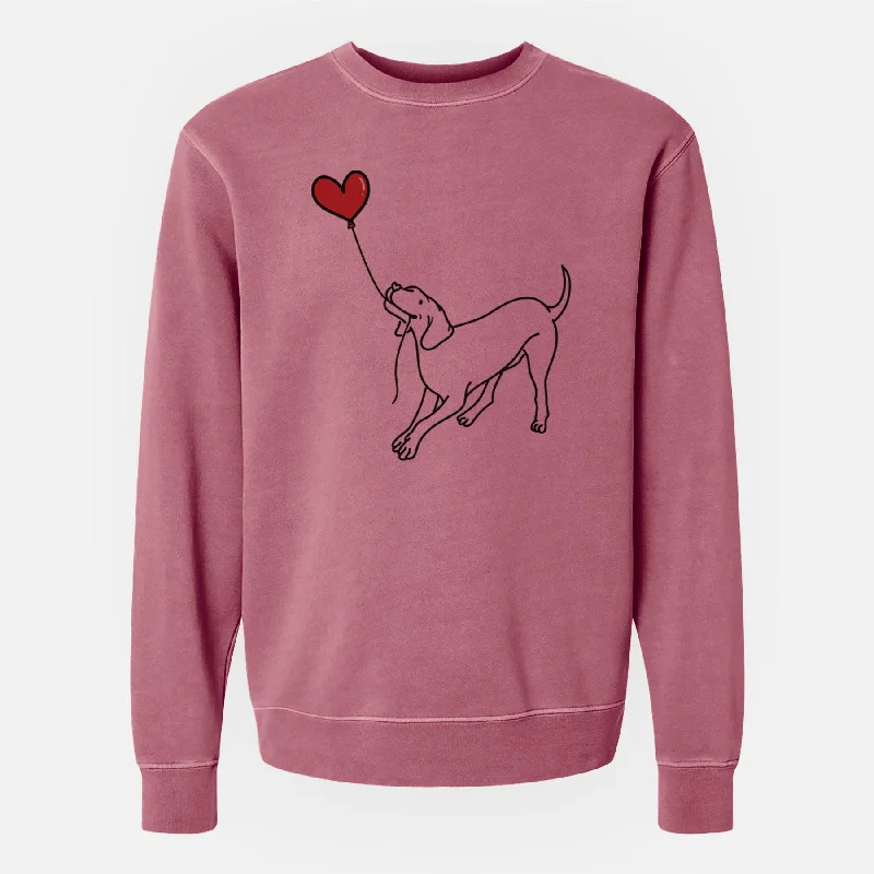 Vizsla Heart String - Unisex Pigment Dyed Crew Sweatshirt Hoodie with Tied Waist Feminine Flattering