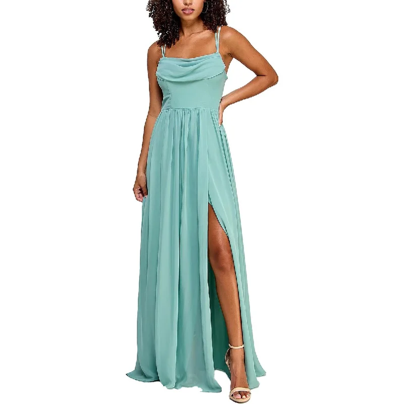 City Studio Womens Juniors Formal Spaghetti Straps Evening Dress Boatneck Modish Everyday
