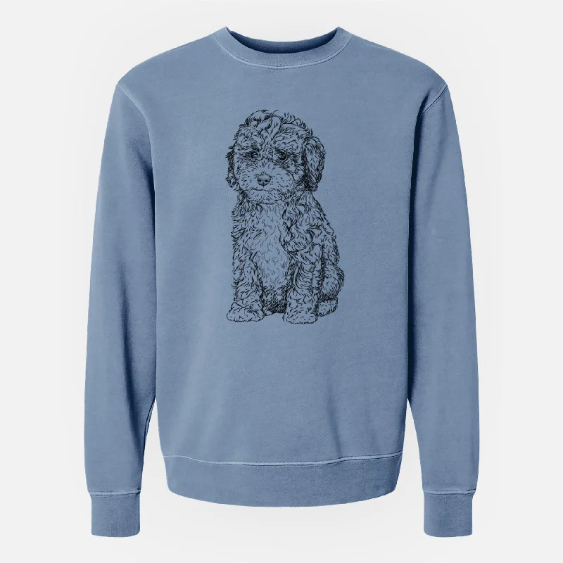 Bare Sweet Tea the Mini Doodle - Unisex Pigment Dyed Crew Sweatshirt Hoodie with Earth Tones Natural Calm