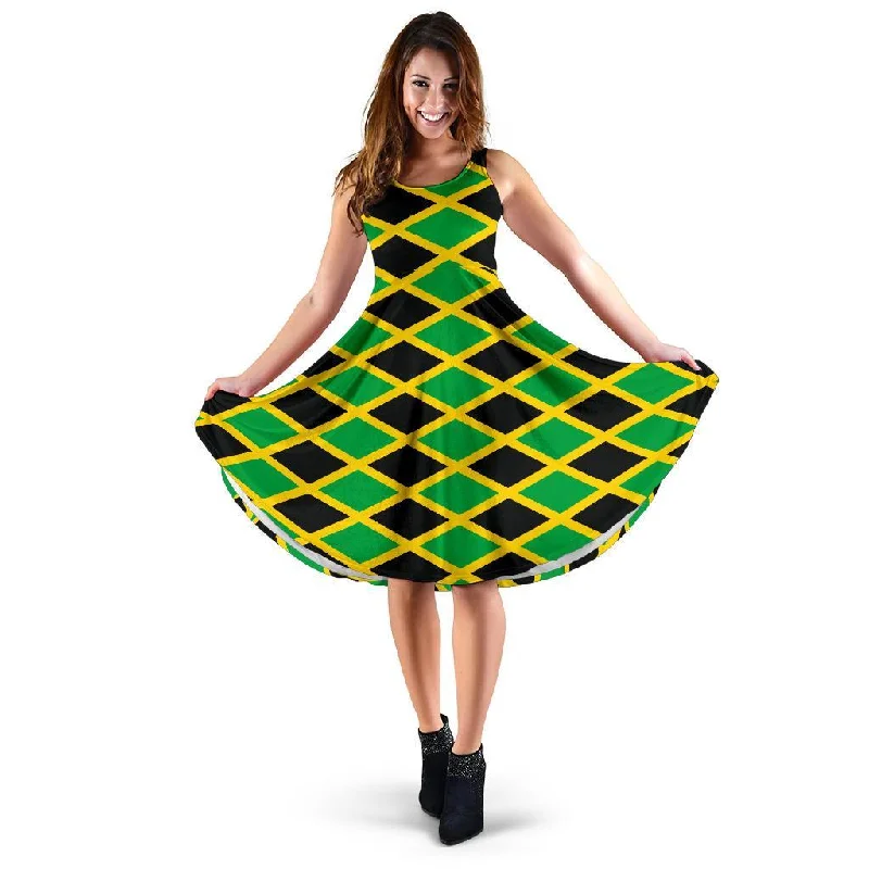 Jamaican Flag Pattern Print Dress Tunics Print Colorful