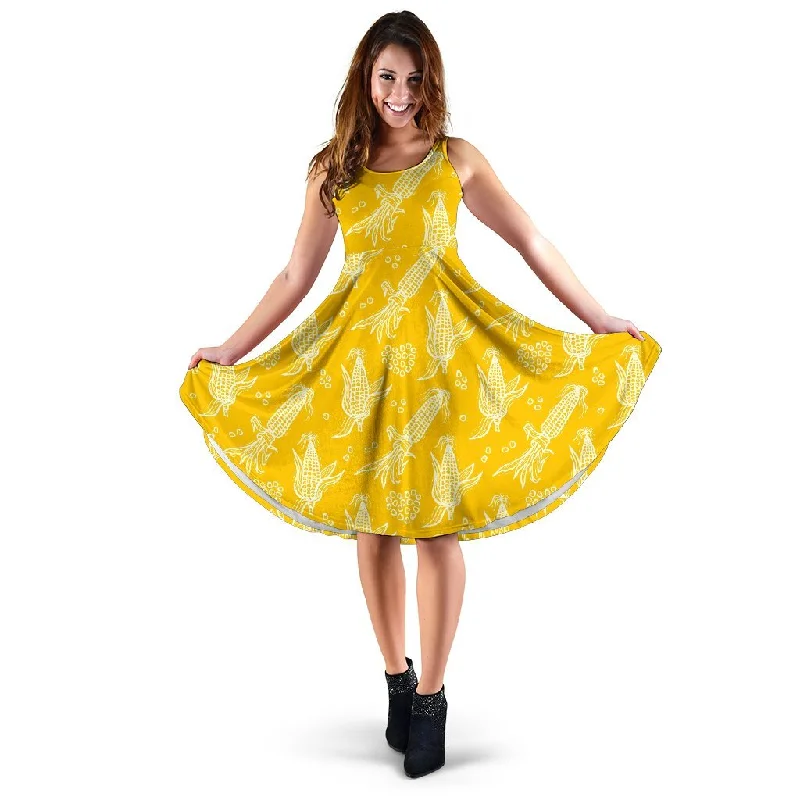 Corn Yellow Pattern Print Dress Tunics Bestseller popular