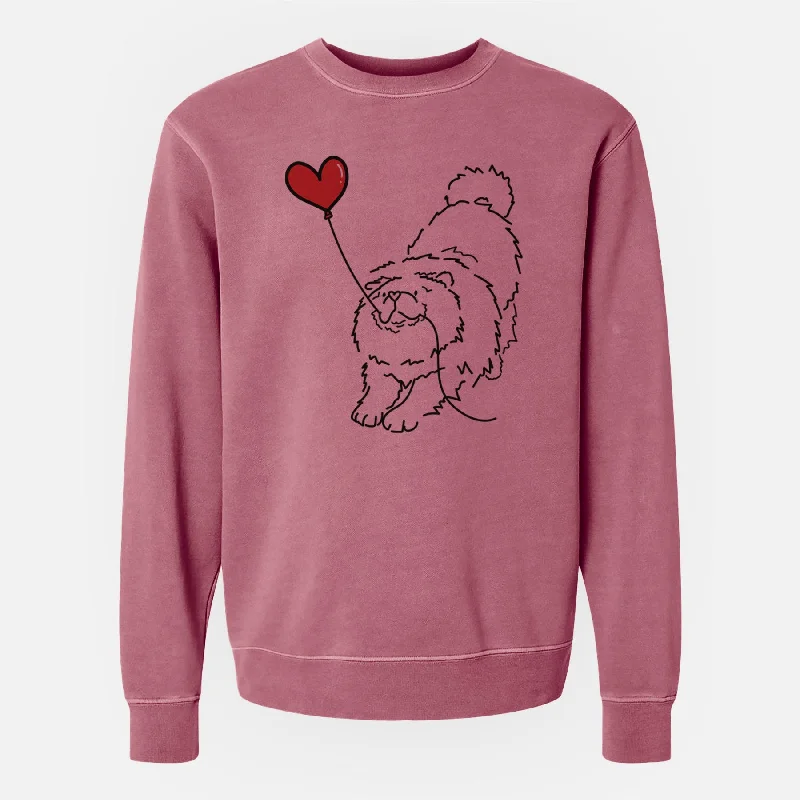 Chow Chow Heart String - Unisex Pigment Dyed Crew Sweatshirt Hoodie with Slim Fit Tailored Modern