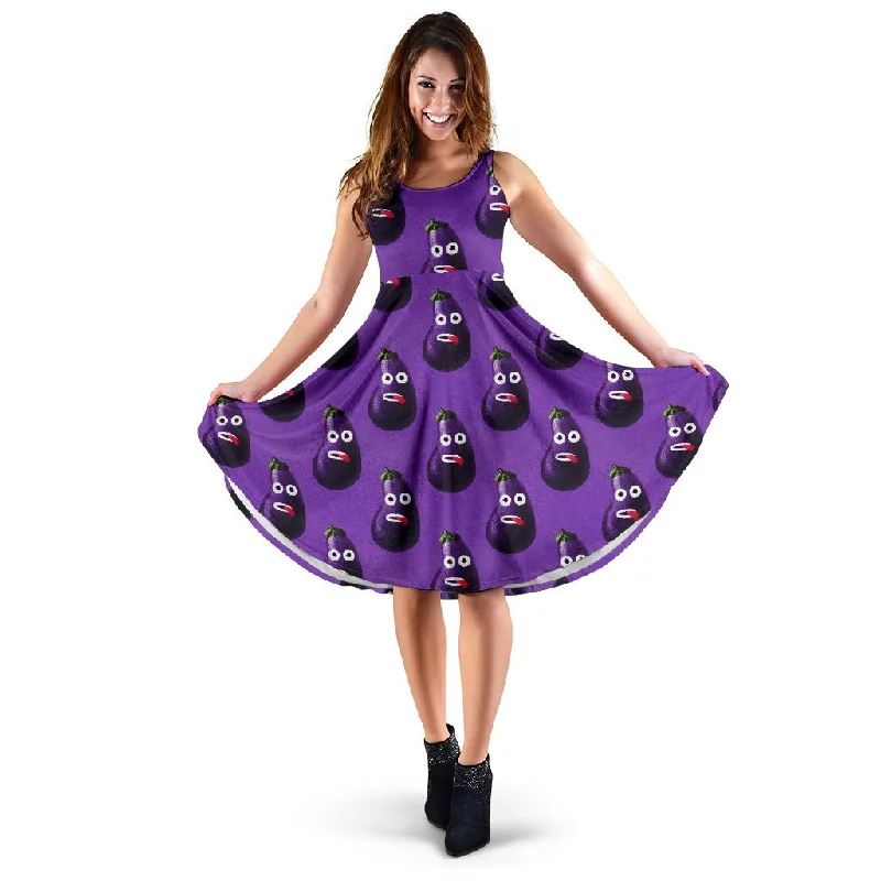 Eggplant Funny Pattern Print Dress Tunics Versatile all-occasion