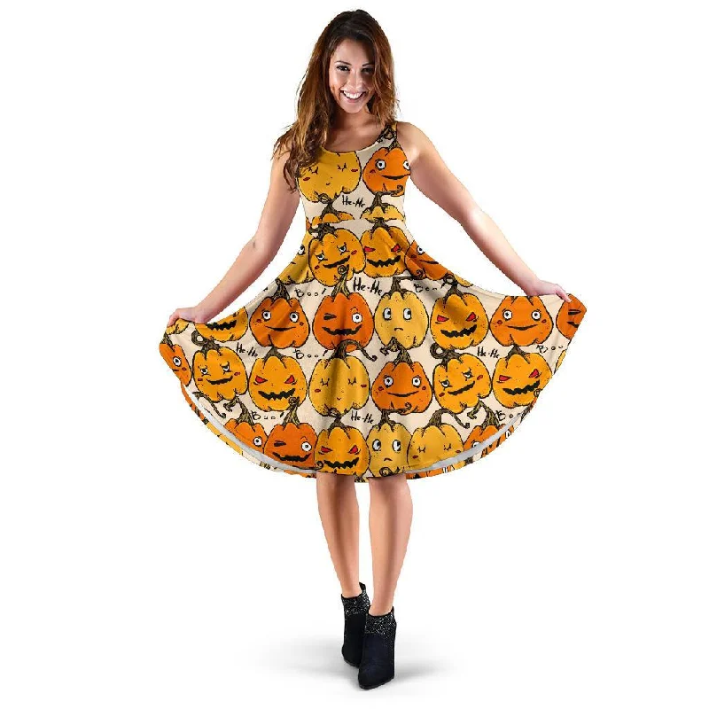 Halloween Pumpkin Pattern Print Dress Tunics Custom made