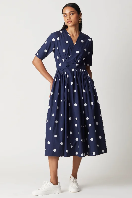 Grace Dress- Blue polka Tunics Lace romantic