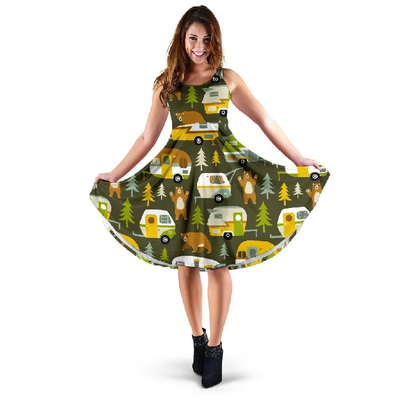 Camper Van Print Pattern Dress Tunics Office stylish