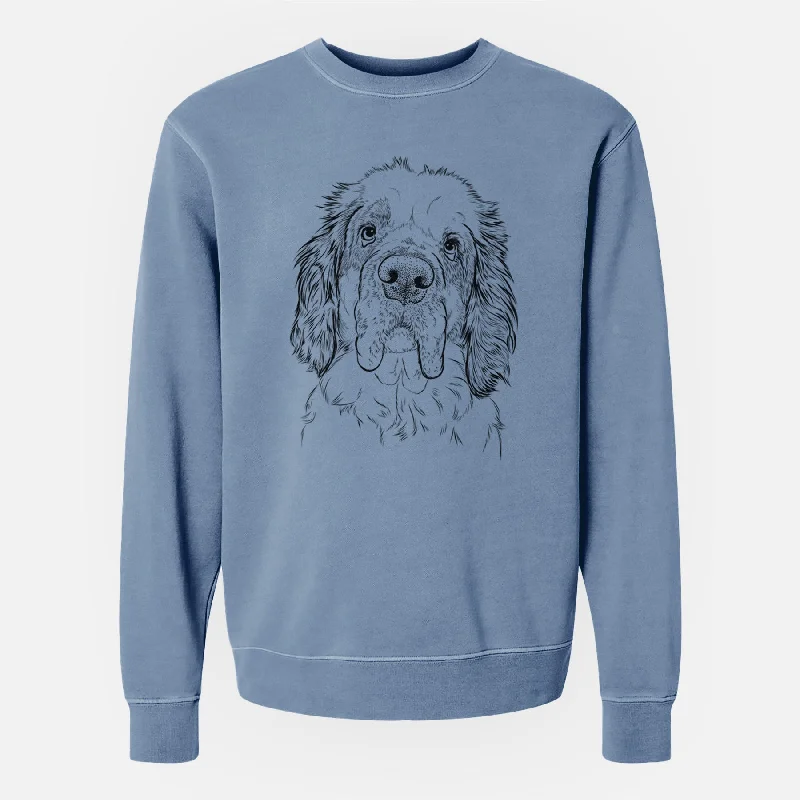 Bare Sully the Clumber Spaniel - Unisex Pigment Dyed Crew Sweatshirt Hoodie with Slim Fit Tailored Modern