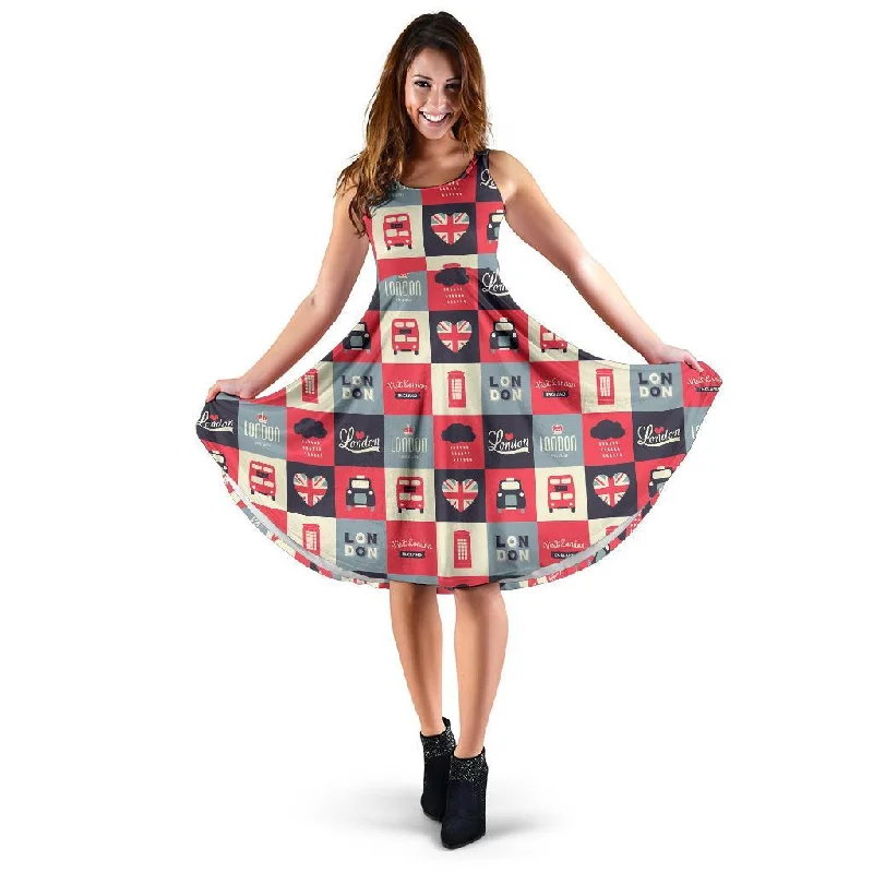 London Lover Pattern Print Dress Tunics Chic elegant