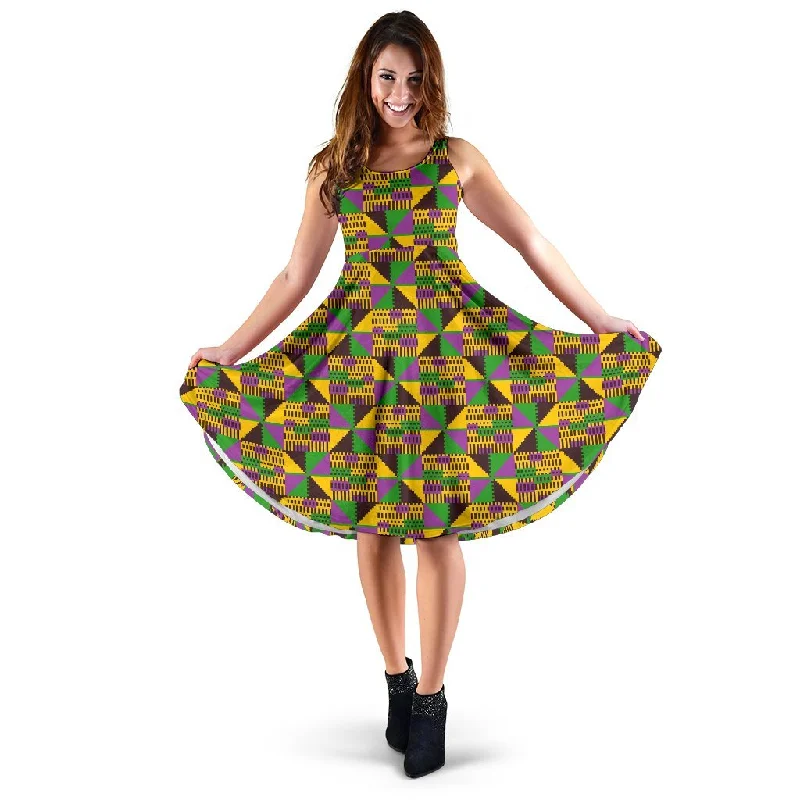 African Kente Pattern Print Dress Tunics Favorite customer