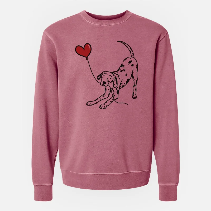 Dalmatian Heart String - Unisex Pigment Dyed Crew Sweatshirt Graphic Hoodie Design Print