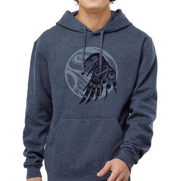 Native Northwest Raven Moon Pull Over Hoodie By Allen Weir Hoodie with Hem Elastic Stretchable Comfortable