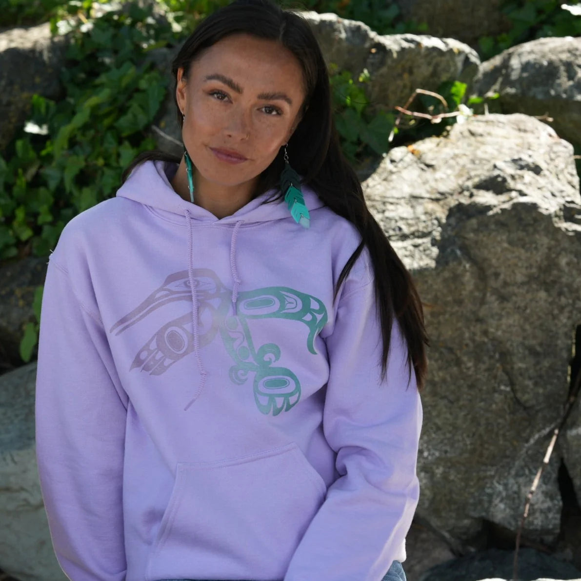 Totem Design House Lavender Hummingbird Hoodie By Jesse Brillon Hoodie with Hem Ribbing Snug Secure