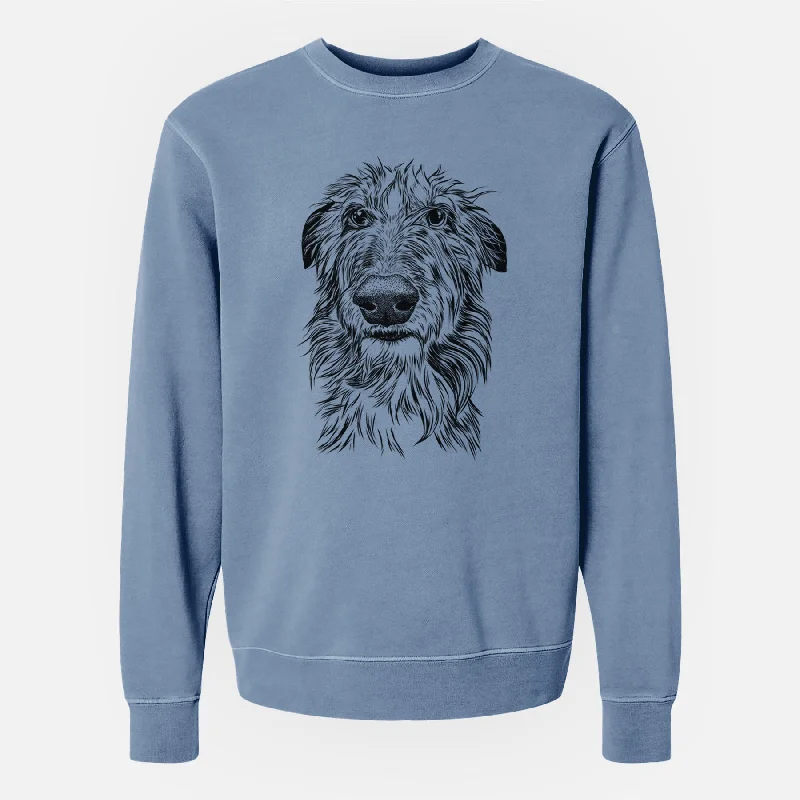 Bare Cleod the Scottish Deerhound - Unisex Pigment Dyed Crew Sweatshirt Hoodie with Drawcord Adjustable Secure