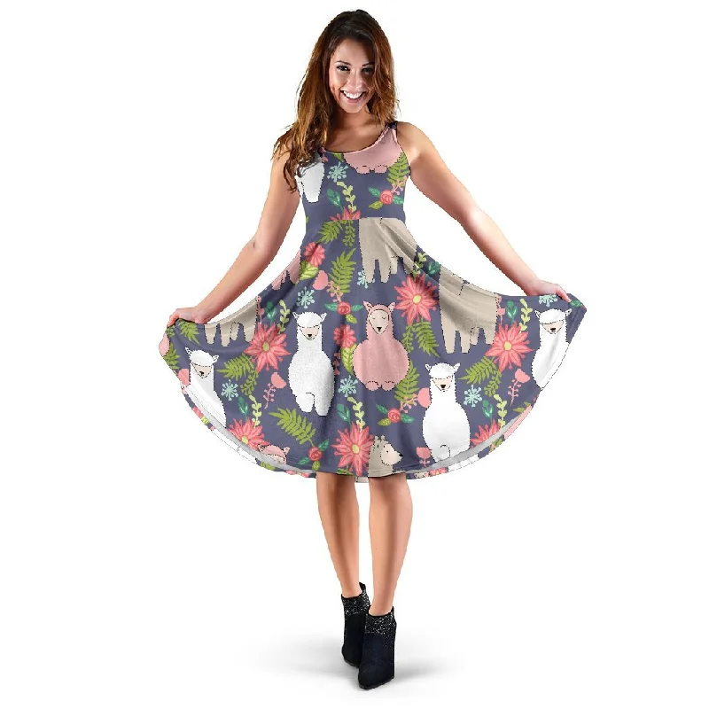 Alpaca Floral Pattern Print Dress Tunics Exclusive limited