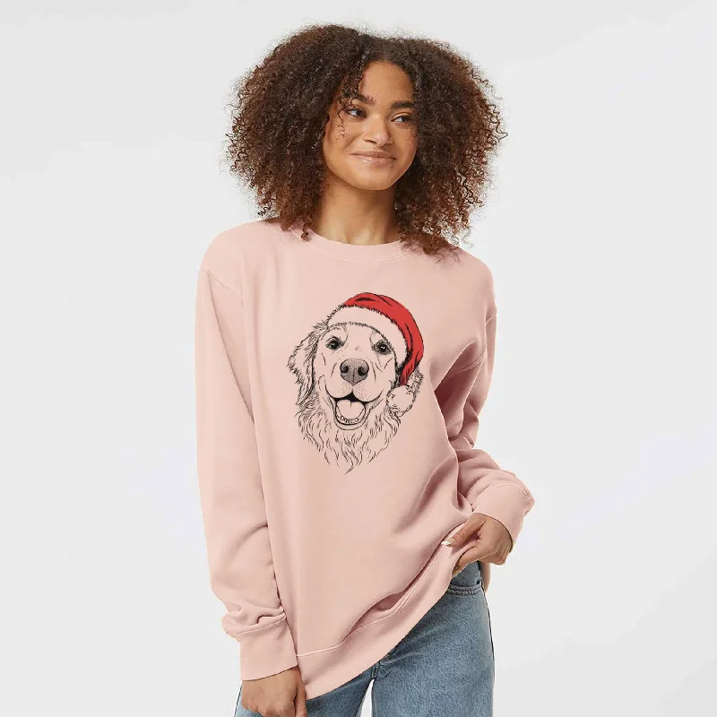 Santa Legend the Golden Retriever - Unisex Pigment Dyed Crew Sweatshirt Hoodie with Hem Elastic Stretchable Comfortable