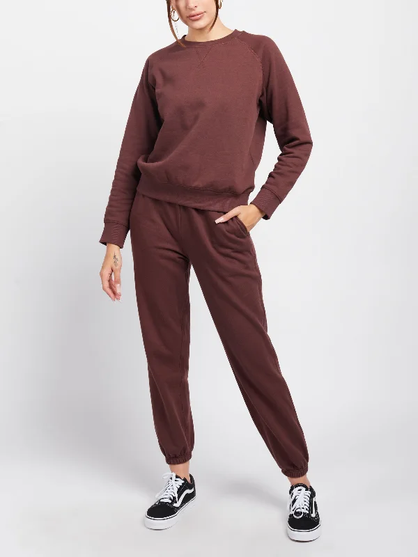 Recycled Fleece Crew Sweatshirt Hoodie with Rolled Sleeves Casual Relaxed