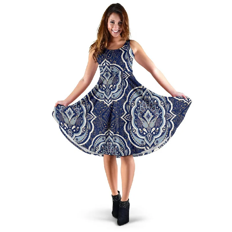 Damask Print Pattern Dress Tunics Party sparkling