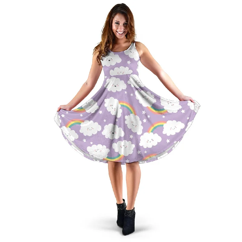 Cloud Smile Pattern Print Dress Casual Short Summer