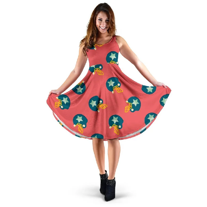 American Football Pattern Print Dress Tunics Fall fleece