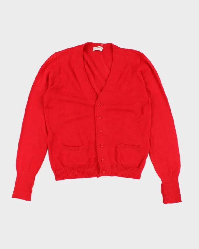 Vintage Red Cashmere Cardigan - M Zippered Front Buttoned Front Snap Front
