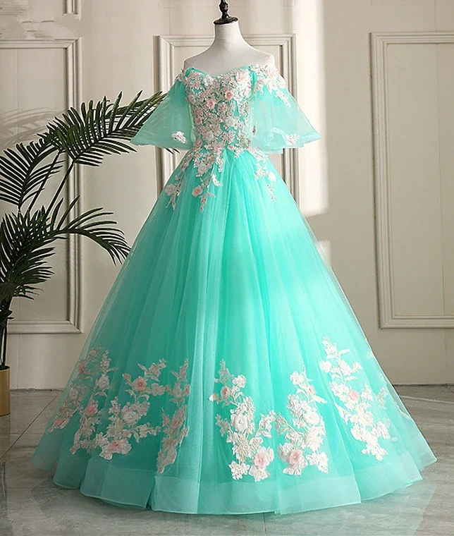 Mint Green Sweetheart Sweetheart Flowers Tulle Formal Dress Prom Dress Party Dress    cg20879 Tunics Denim casual