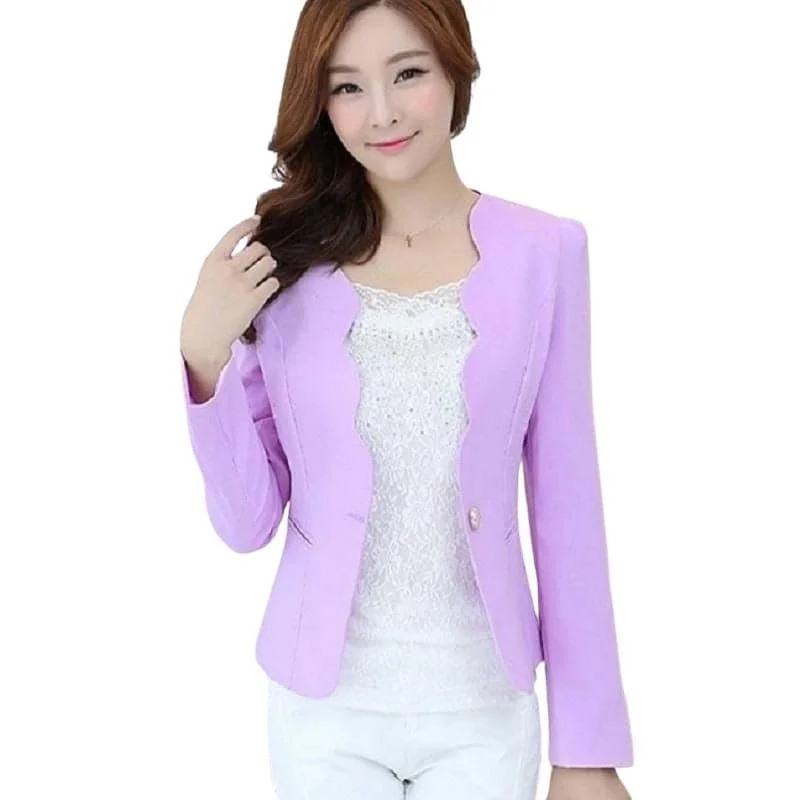 WAVYCURVES Women's Elegant Stylish Fashion Solid Color One Button Blazer Jacket Chenille Fabric Brocade Fabric Lace Fabric