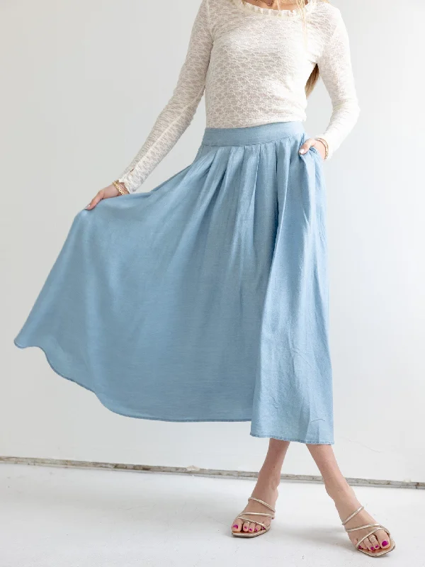 Tess Chambray Midi Skirt corduroy skirt durable