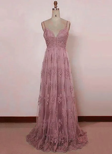 Beautiful Pink Straps Lace Floor Length Party Dress, Pink Backless Prom Dress    cg21495 Chiffon Maxi Beach