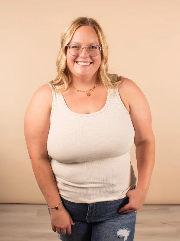 Everyday Essential Ribbed Tank in Beige lemon yellow tank